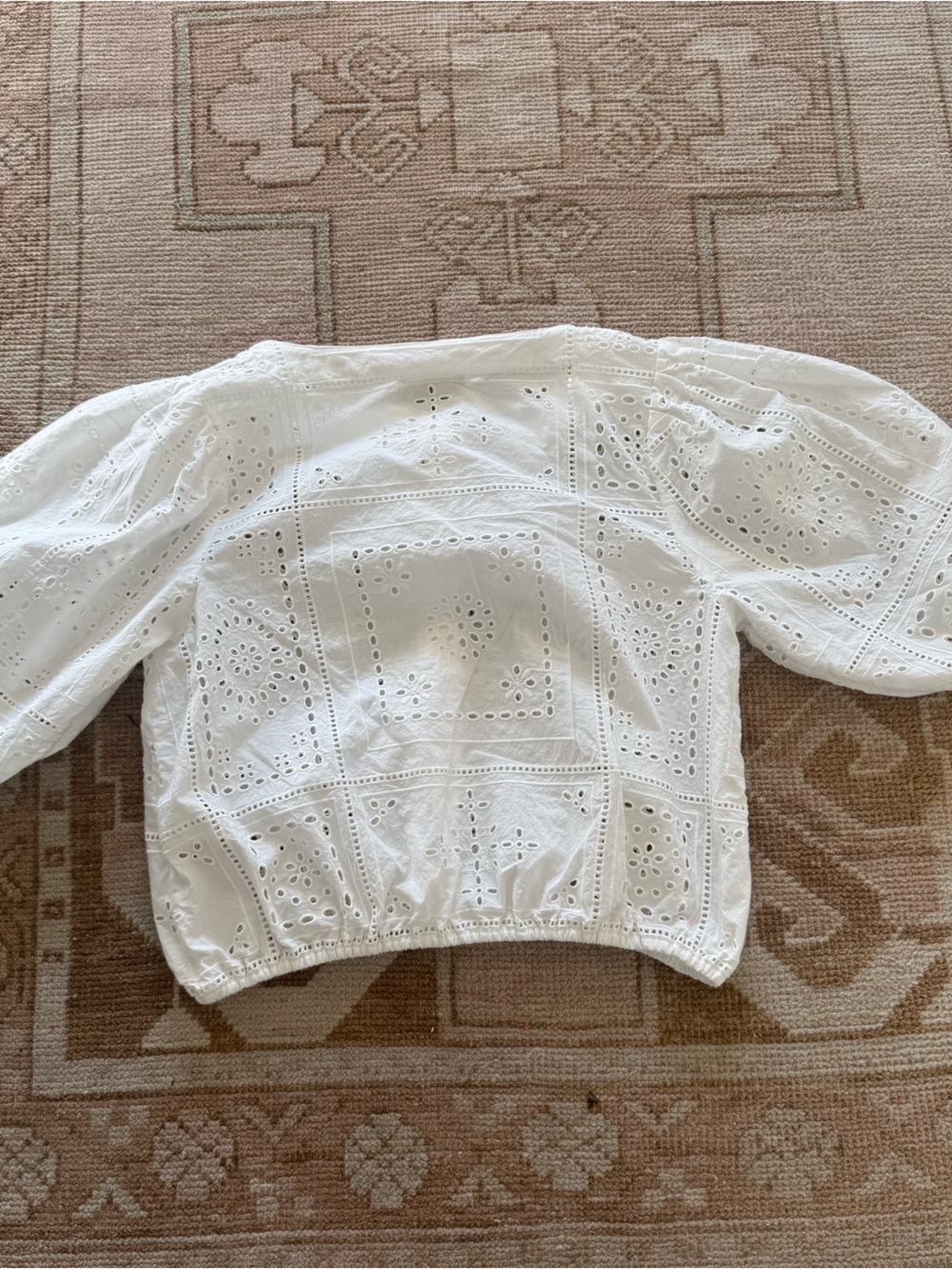 Sezane Lipa Blouse White Eyelet Top Small - Picture 6 of 7